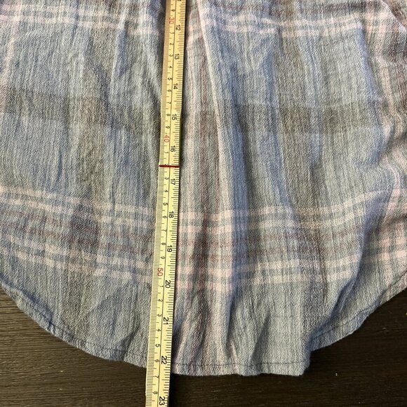 Free People Womens Muslin Guaze Plaid Button Down Shirt Size 10 Cropped Grunge - Picture 5 of 5
